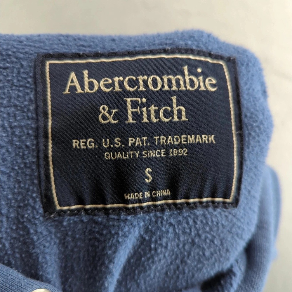 Y2K Abercrombie & Fitch Hoodie Mens Small Blue Pullover Sweatshirt Logo A&F - Picture 2 of 8